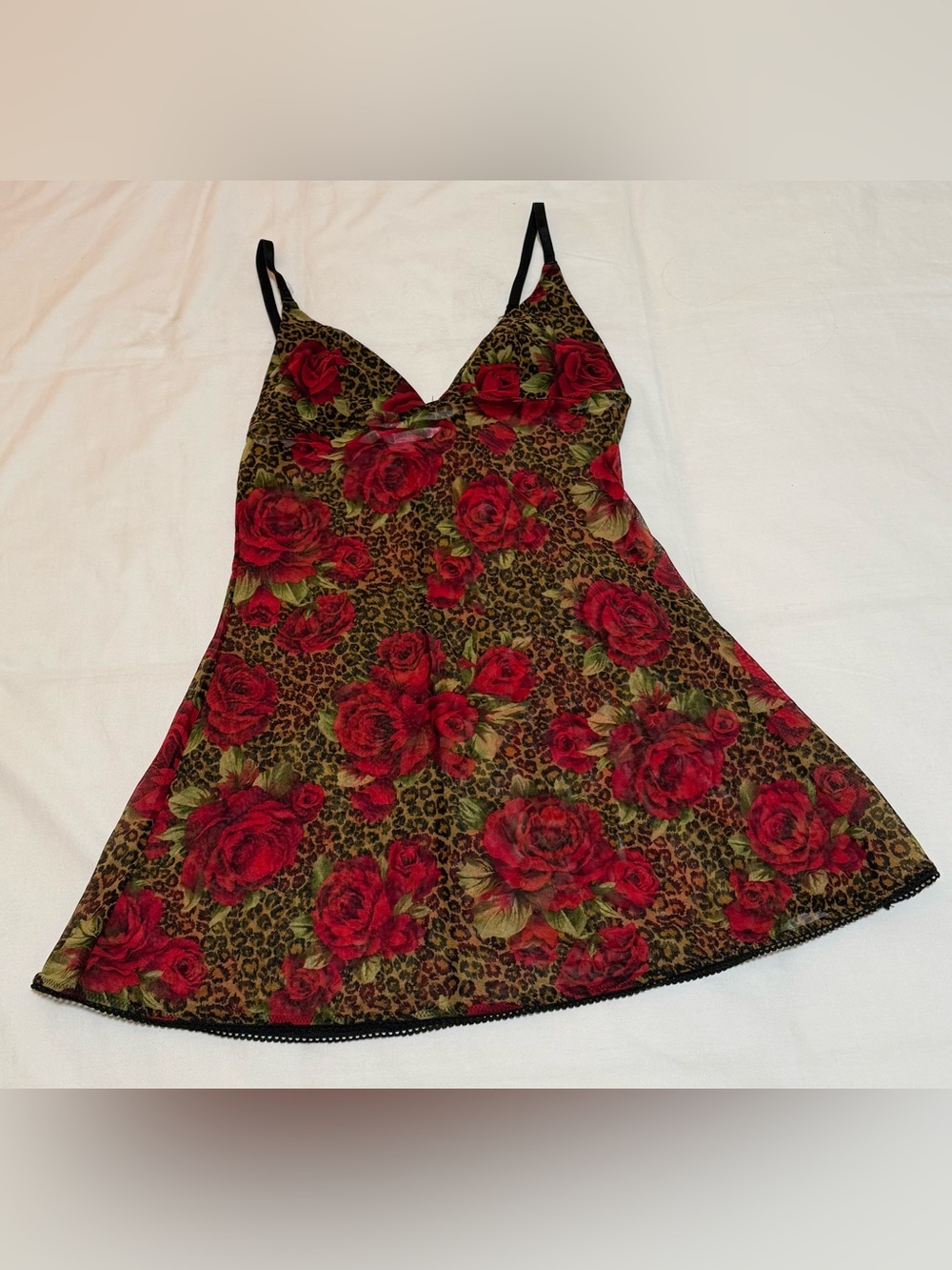 Victoria's Secret Red Rose & Leopard Print Slip